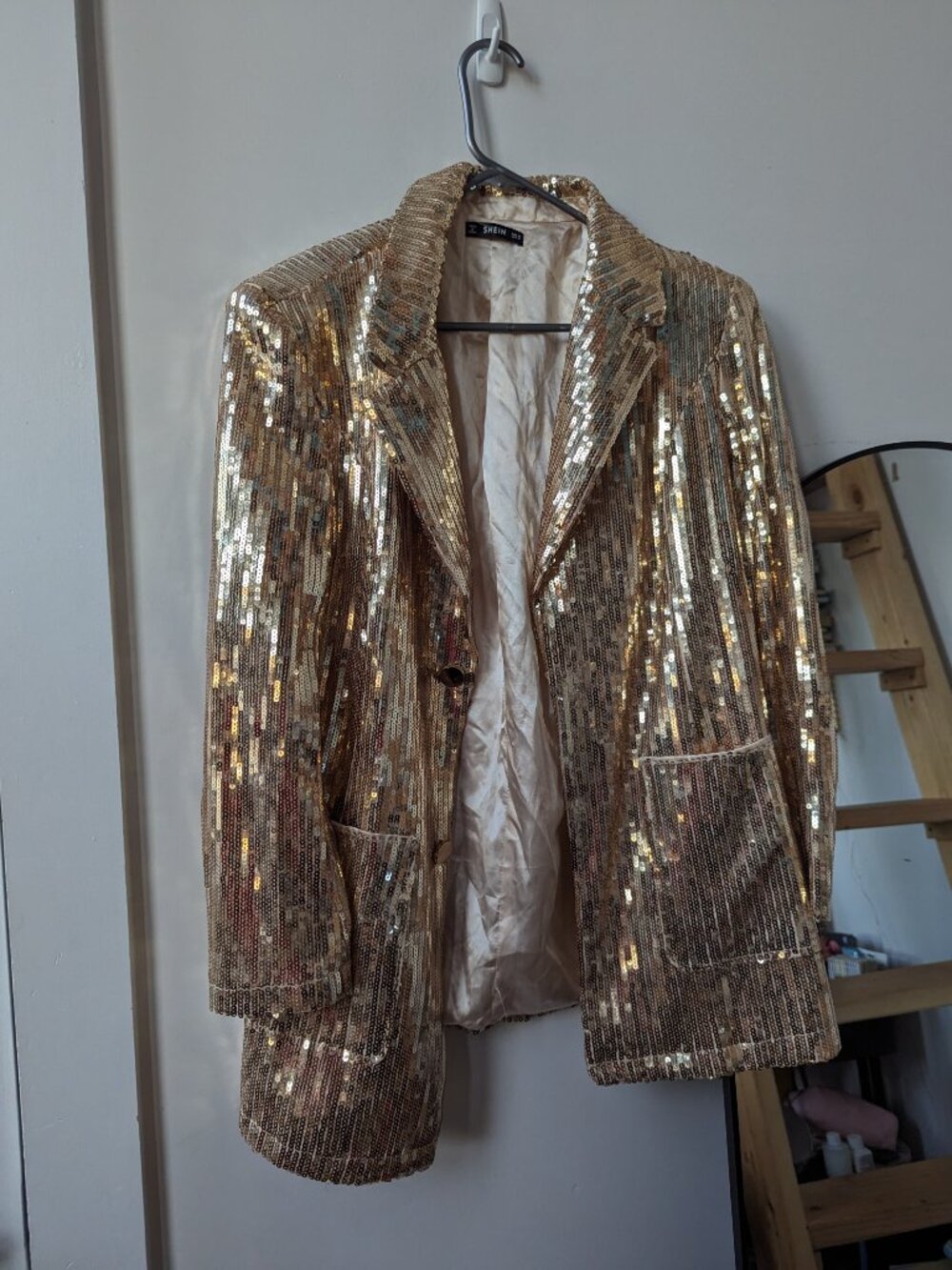Champagne Blazer Jacket with Pockets | Shein Size M